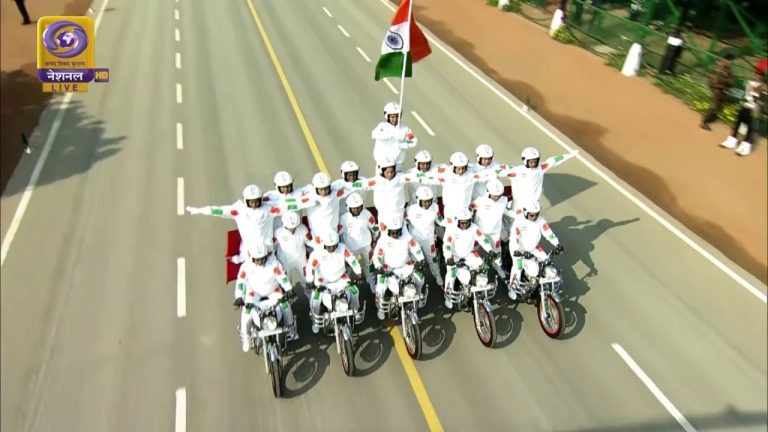 Daredevil bike stunts by the CRPF personnel at the Republic Day Parade 2020